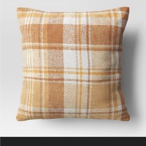Threshold Oversized Raised Striped Boucle Plaid Square Throw Pillow Cream
